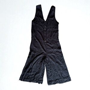 GREY LAB Black Button-Front Jumpsuit